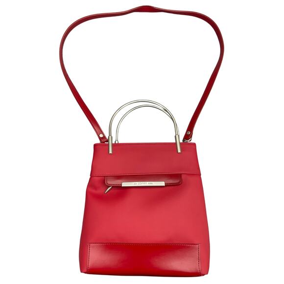 Esprit 1968 Vintage 90s Red Silver Top Handle Crossbody Bag Purse - Picture 1 of 14